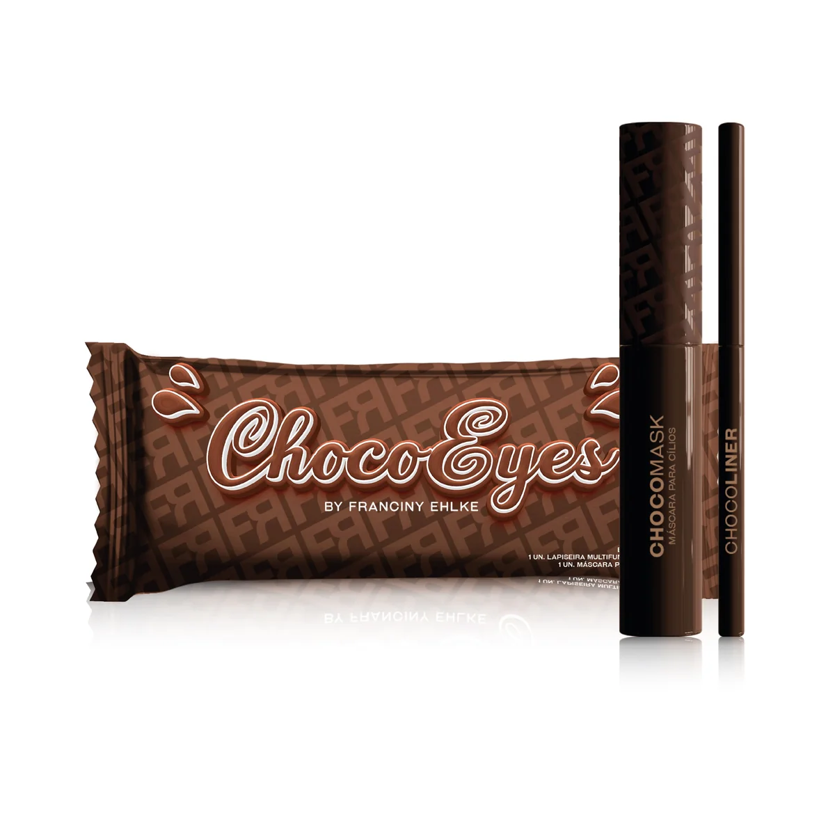 Kit Fran Chocoeyes: máscara de cílios marrom e lápis multifuncional